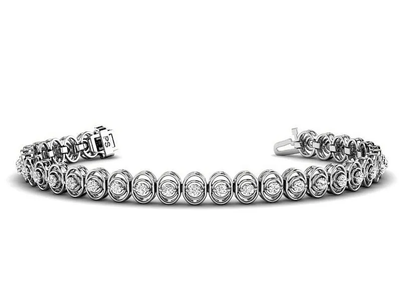 1.00-3.15 CT Round Cut Lab Grown Diamonds - Tennis Bracelet