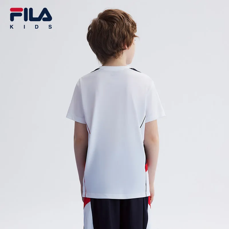 (140-165cm) FILA KIDS ART IN SPORTS PERFORMANCE TENNIS Boy's Short Sleeve T-shirt in White