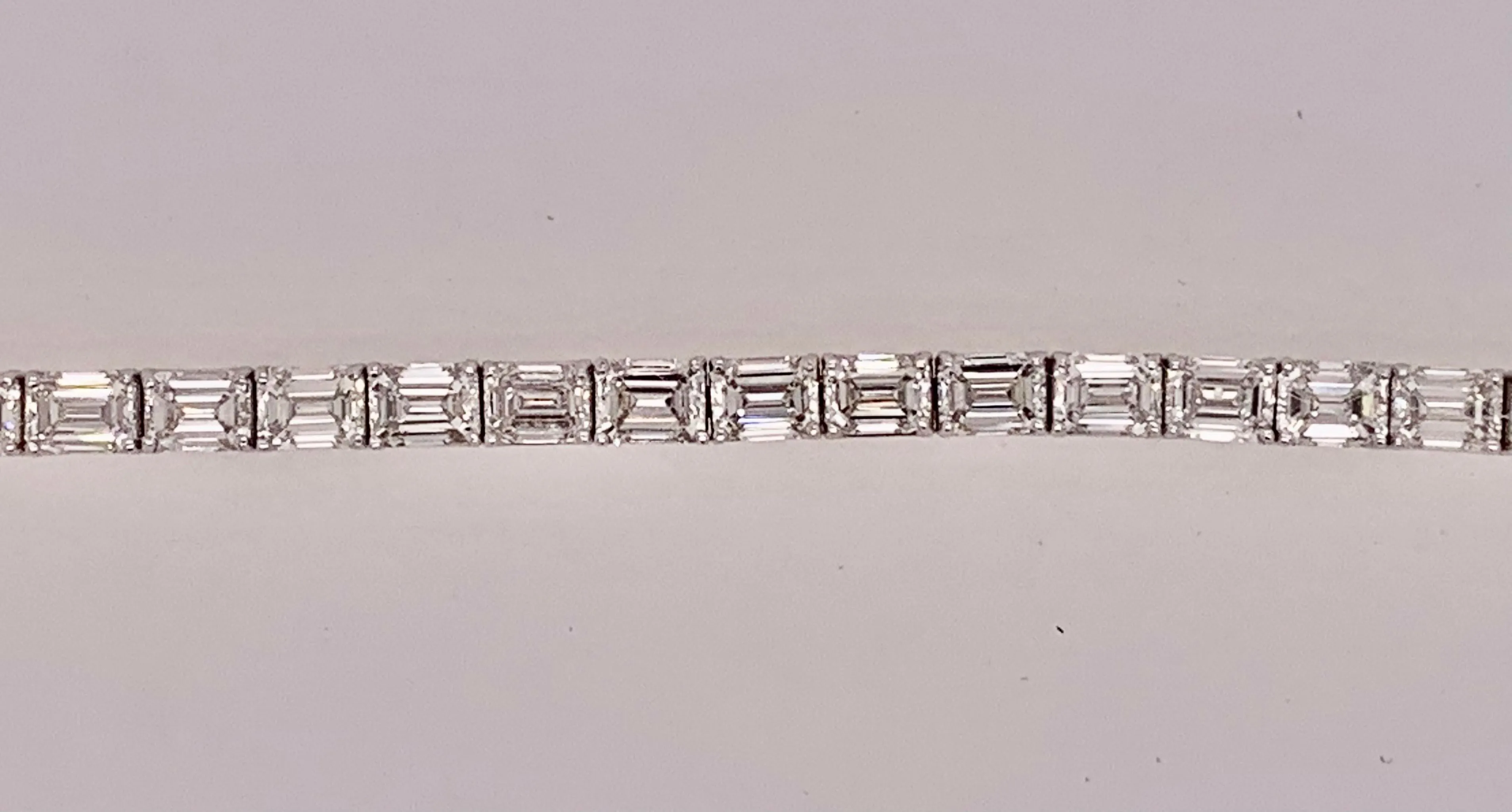 14K White Gold Emerald Cut Tennis Bracelet