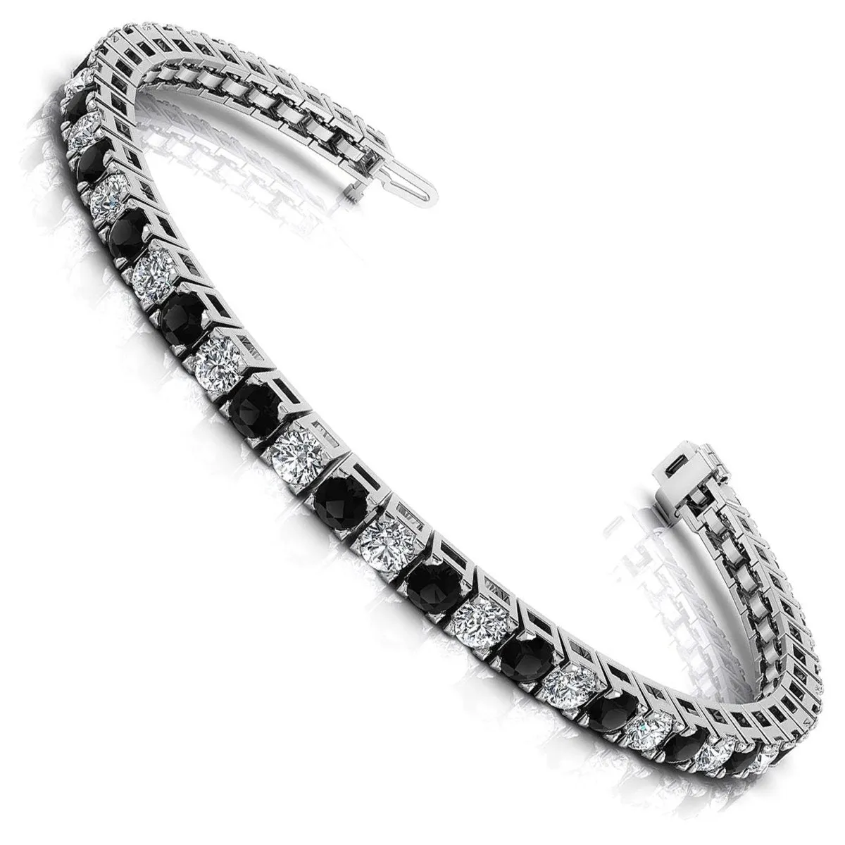 2.00-10.50 CT Round Cut Black Diamonds & Diamonds - Tennis Bracelet