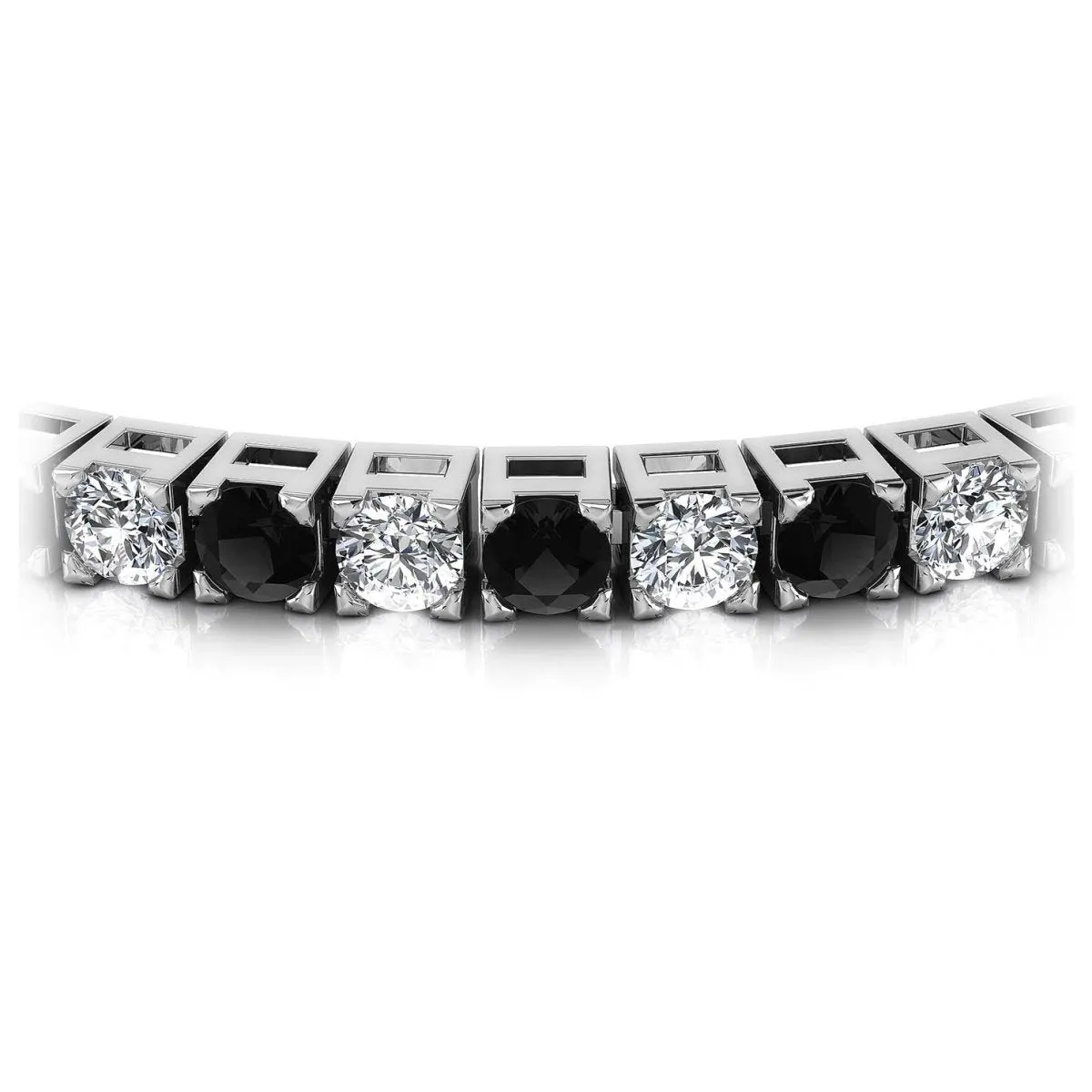 2.00-10.50 CT Round Cut Black Diamonds & Diamonds - Tennis Bracelet