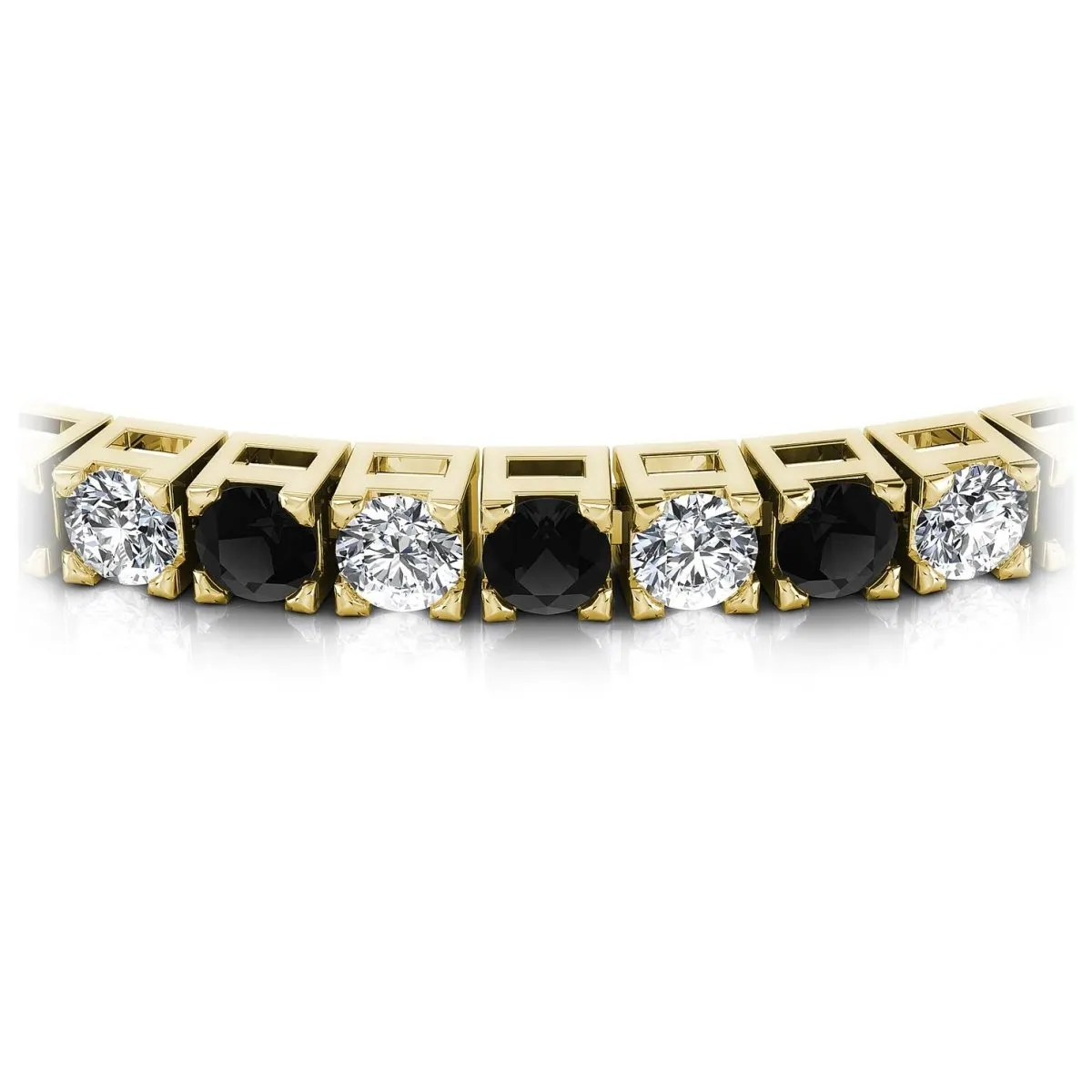 2.00-10.50 CT Round Cut Black Diamonds & Diamonds - Tennis Bracelet