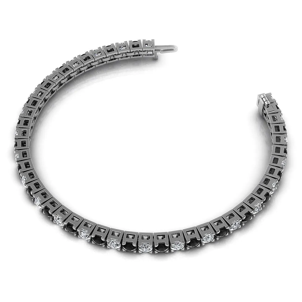 2.00-10.50 CT Round Cut Black Diamonds & Diamonds - Tennis Bracelet