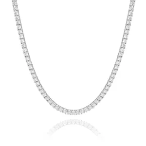 2mm Lab Diamond Tennis Chain, 4.6ct 14K White Gold – Men's Diamond Chain