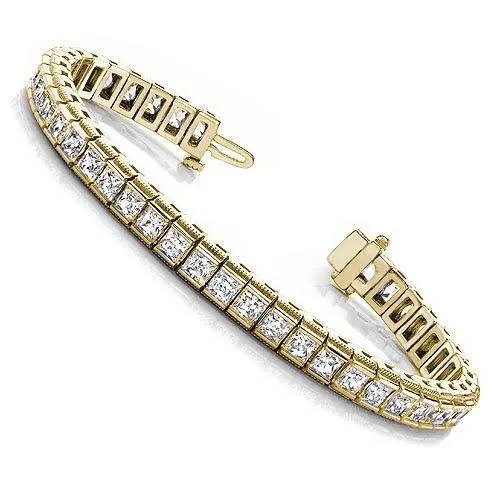 3.00-10.80 CT Princess Cut Diamonds - Tennis Bracelet