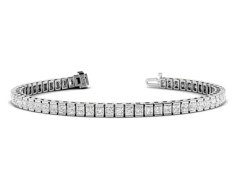 4.00-14.50 CT Princess Cut Diamonds - Tennis Bracelet