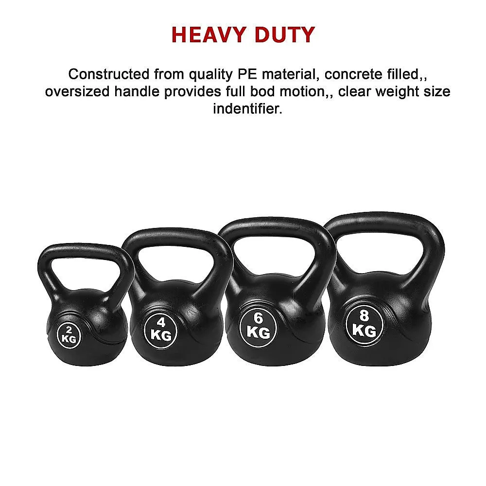 4pcs Black Kettlebell Weight Set 2-8kg