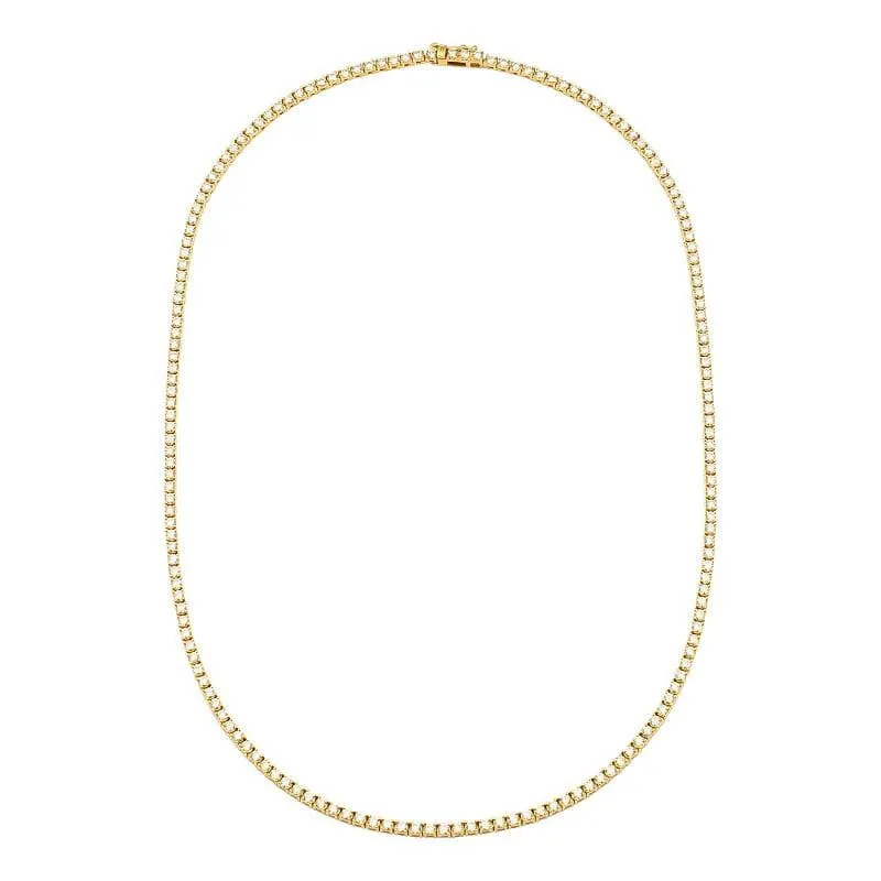 5 Carat Classic Yellow Gold Diamond Tennis Necklace