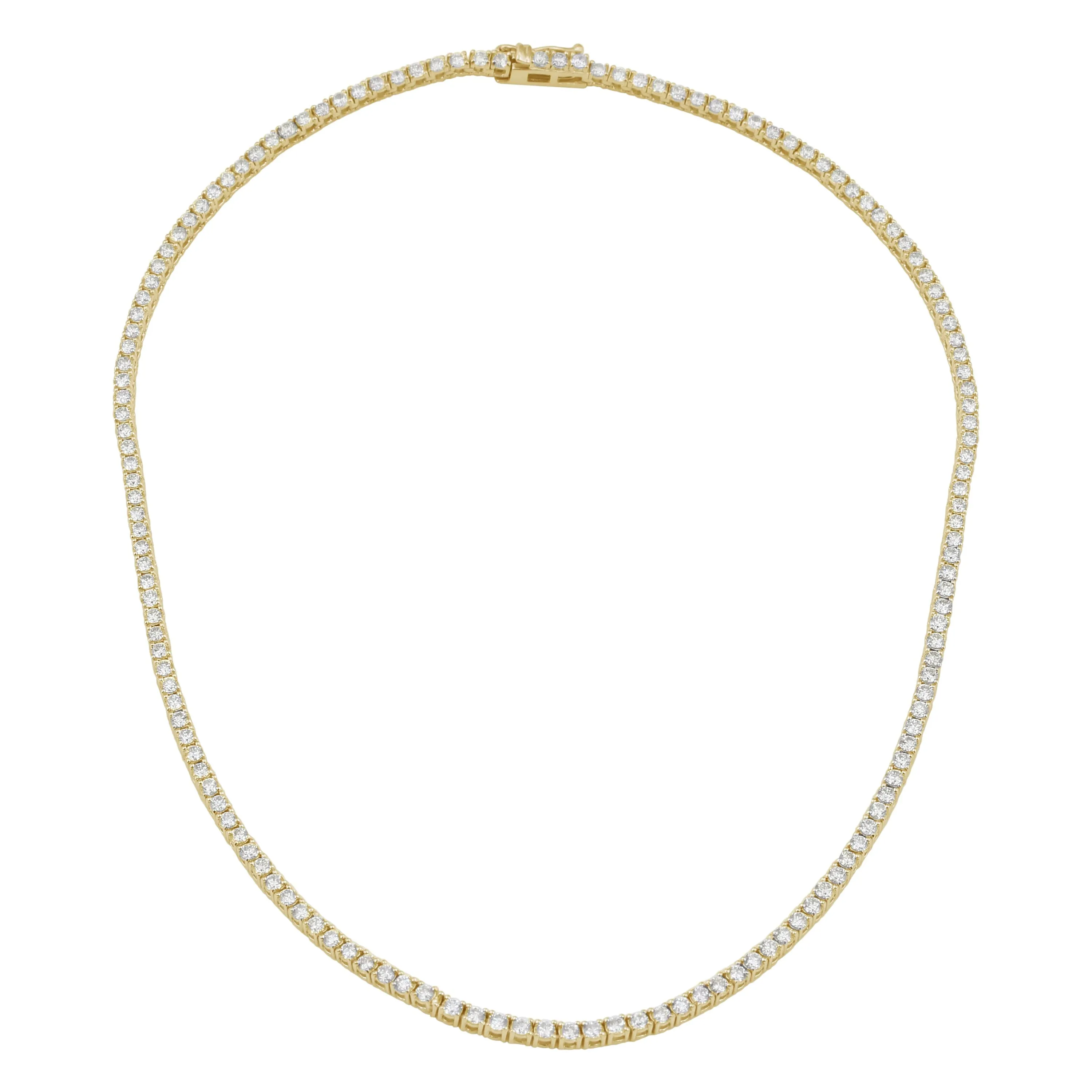 5 Carat Classic Yellow Gold Diamond Tennis Necklace