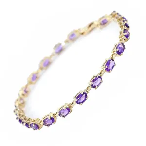 5.5 Carat 14K Solid Yellow Gold Tennis Bracelet Amethyst