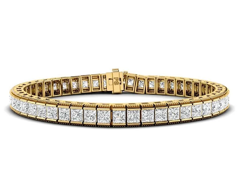 5.50 CT Princess Cut Lab Grown Diamonds - Tennis Bracelet