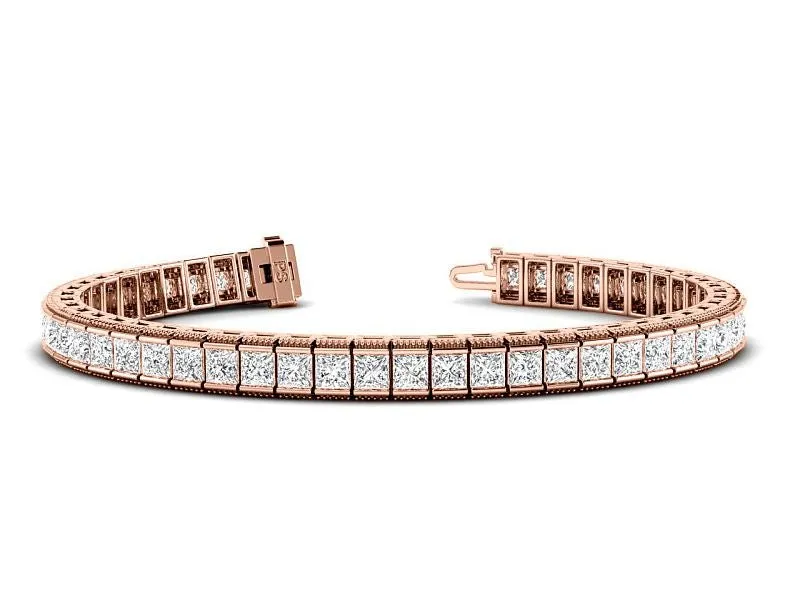 5.50 CT Princess Cut Lab Grown Diamonds - Tennis Bracelet