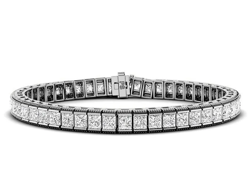 5.50 CT Princess Cut Lab Grown Diamonds - Tennis Bracelet