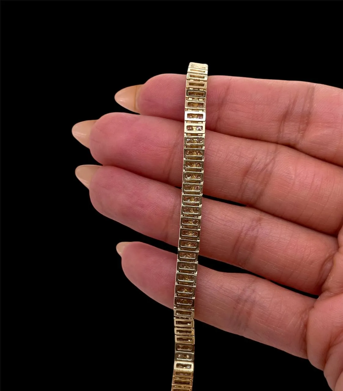 7 Ct Natural Diamond Two Rows Tennis Bracelet 14k Yellow Gold 7 in