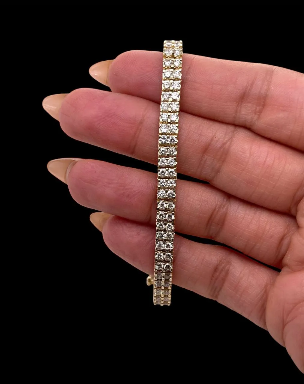 7 Ct Natural Diamond Two Rows Tennis Bracelet 14k Yellow Gold 7 in