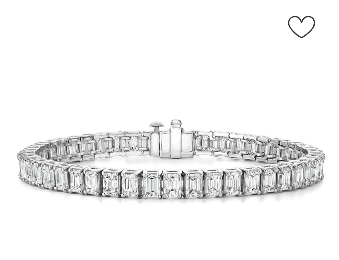 9.00CTW Created Moissanite Emerald Cut In 14kt White Gold Plate Tennis Bracelet