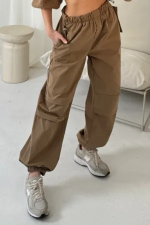 Adele camel cargo trousers