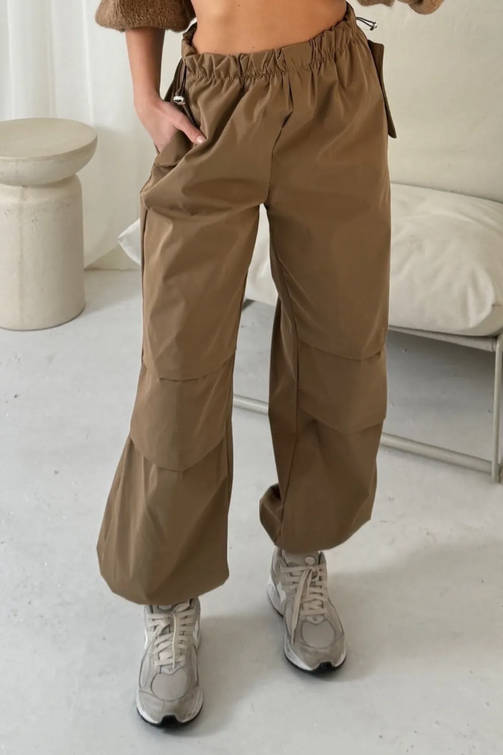 Adele camel cargo trousers