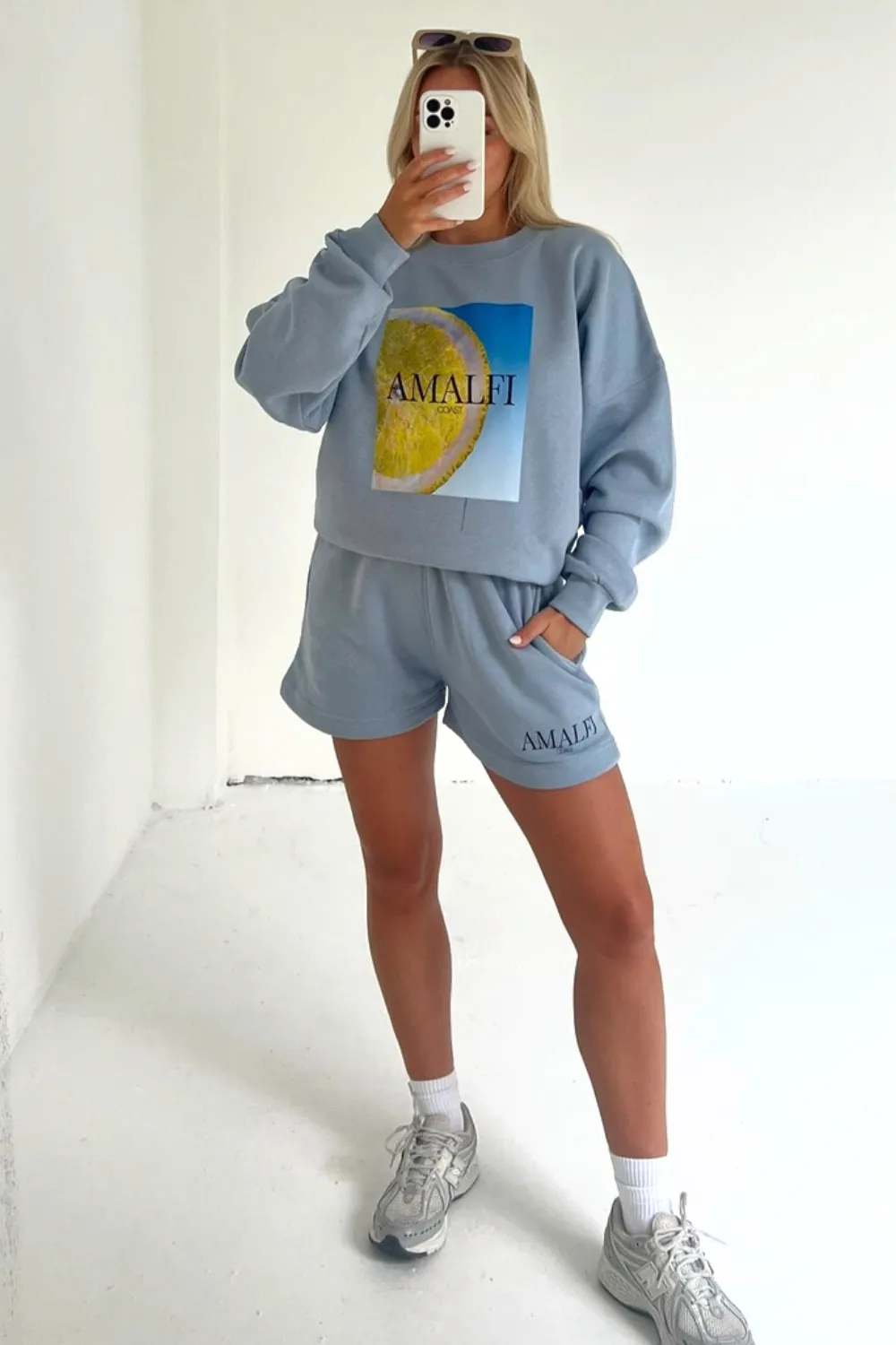 Amalfi baby blue printed sweater loungewear set