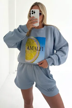 Amalfi baby blue printed sweater loungewear set