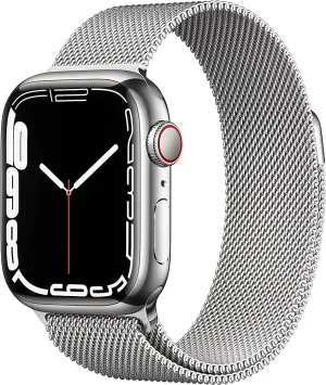 Apple Watch Series 7 (GPS   CELLULAR) 41mm Silver Stainless Steel - Silver Milanese Loop (MKHF3LL/A)