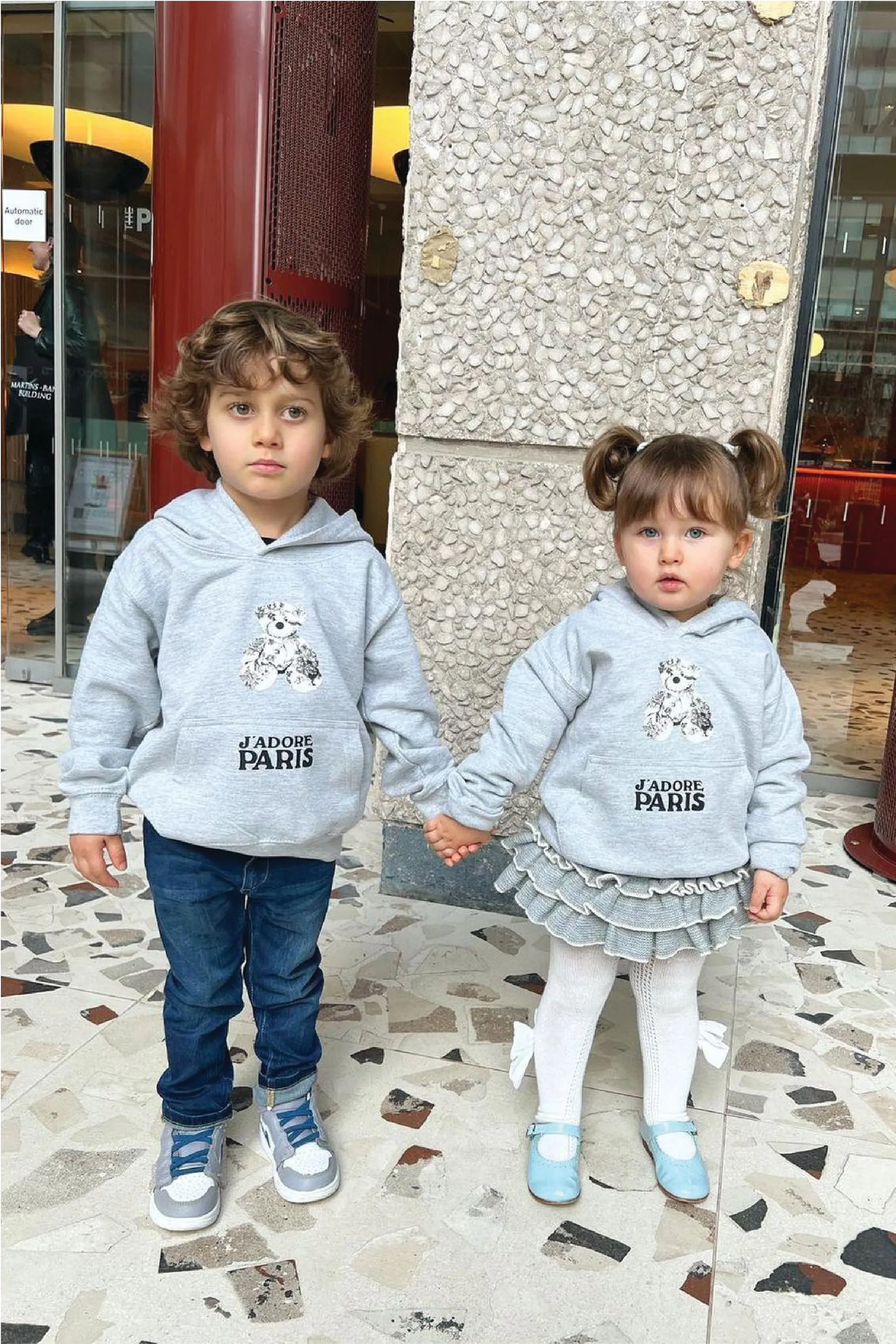 Baby Grey Jadore Paris Teddy printed Hoodie