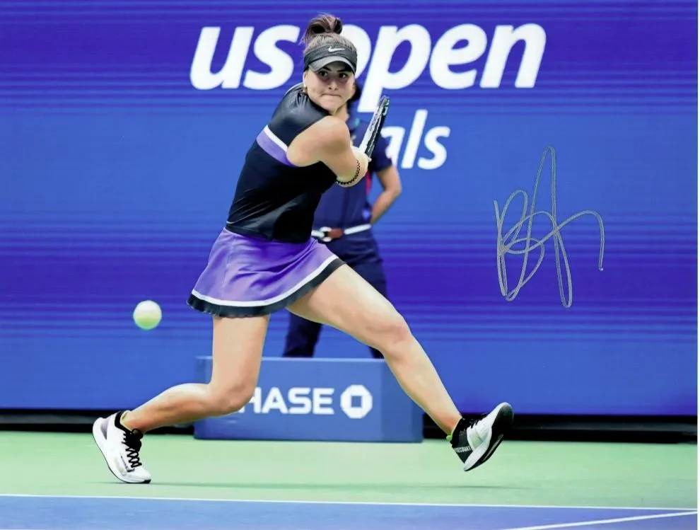 Bianca Andreescu Autographed 2019 US Open Finals Tennis Action 8x10 Photo