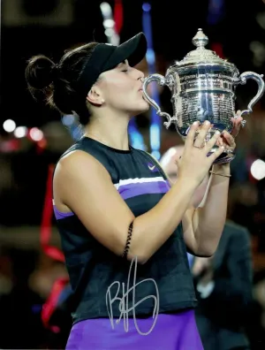 Bianca Andreescu Autographed 2019 US Open Tennis Trophy Celebration 8x10 Photo