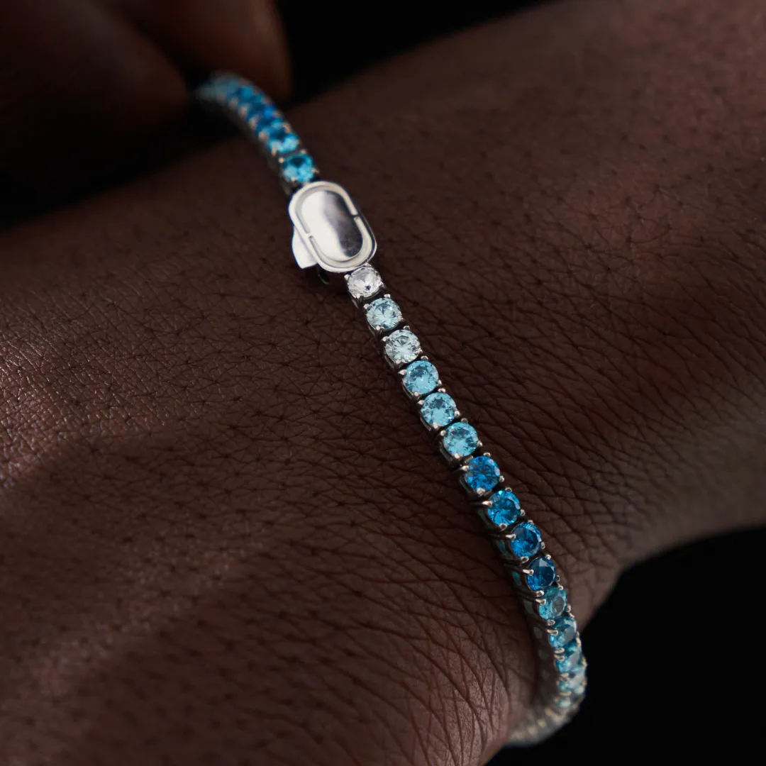 Blue Tennis Bracelet (Silver) 3mm