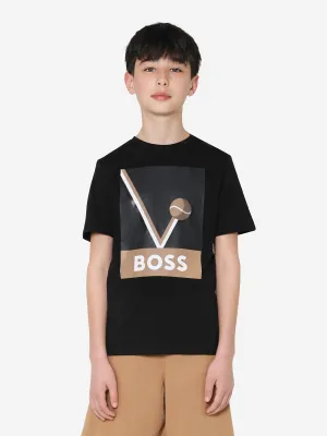 BOSS Boys Tennis Ball T-Shirt In Black