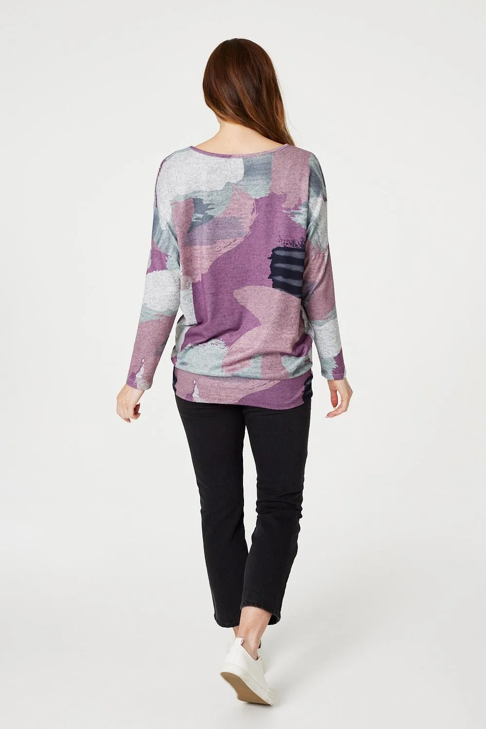 Brushstroke Print Relaxed Top