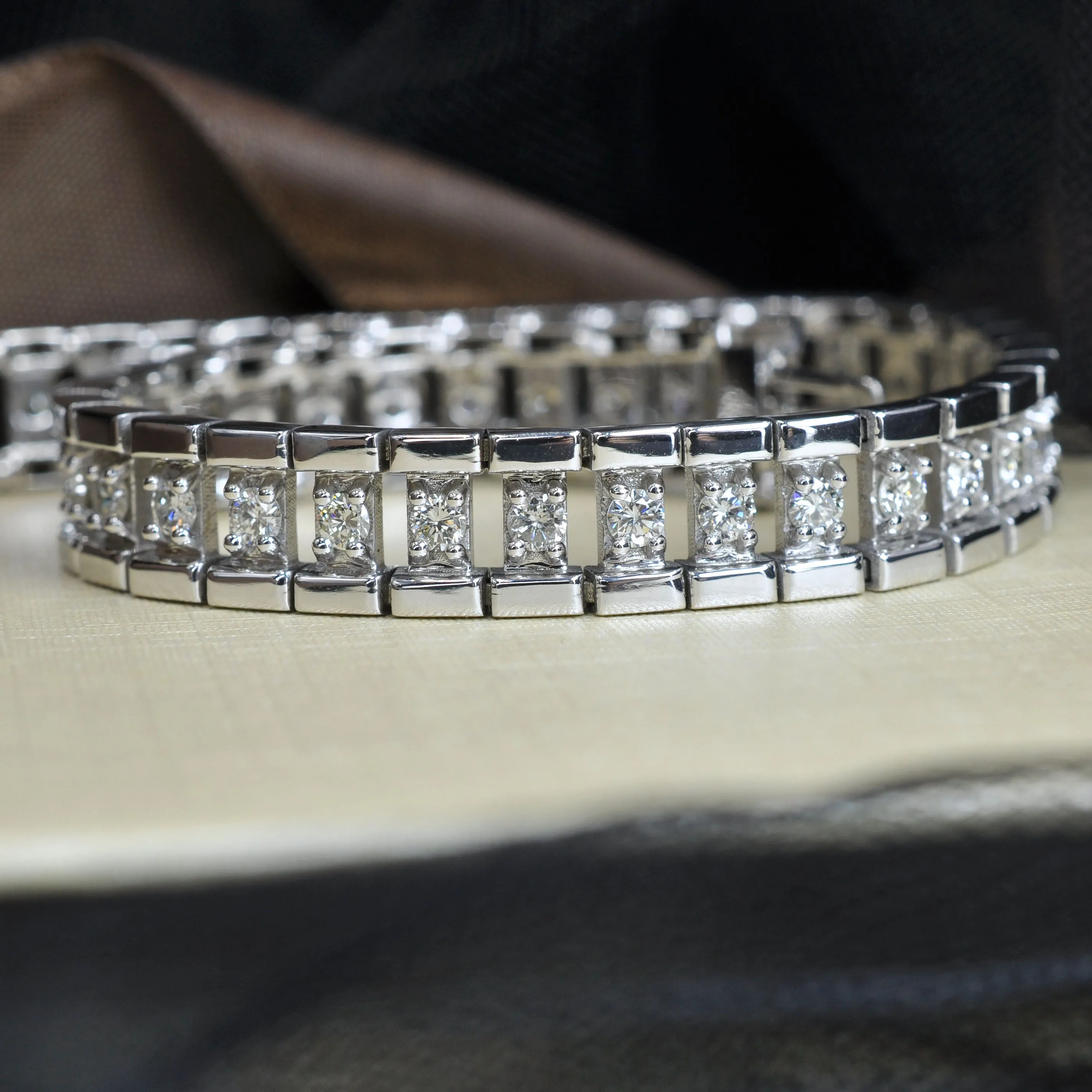 Captivating 2.00 CT Round Cut Diamonds - Diamond Bracelet in 14KT White Gold