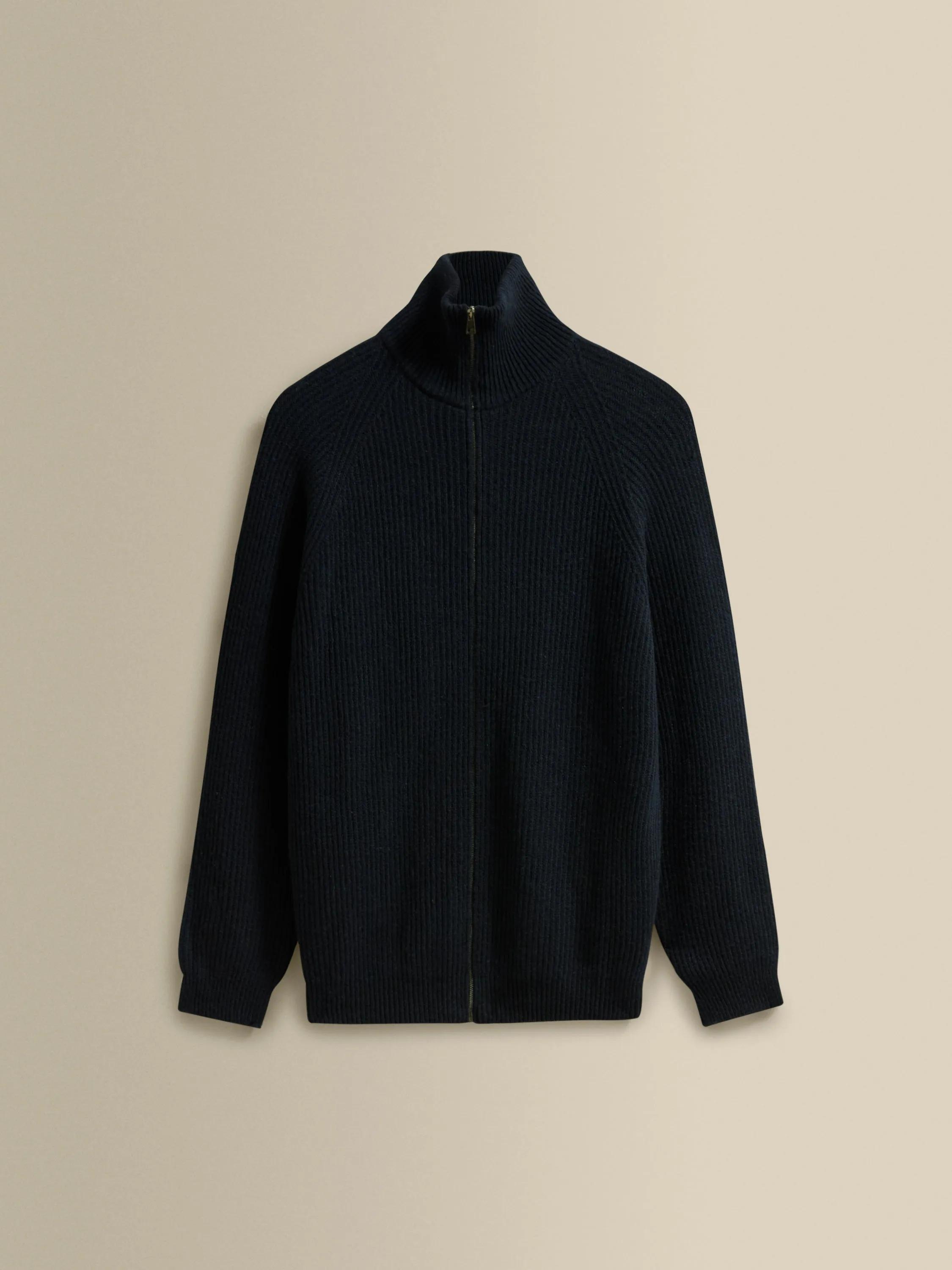 Cashmere Zip-Through Fisherman Rib Sweater