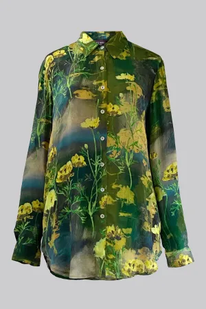 Concordia Calendula Green Viscose Crepe Shirt