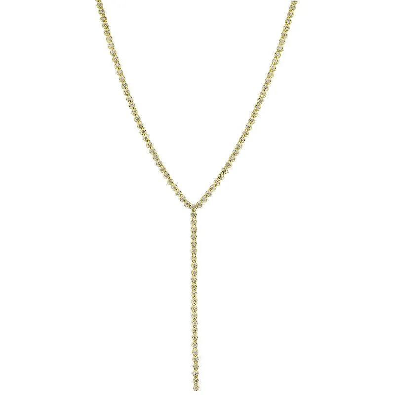 Crown Prong Diamond Tennis Y Chain Necklace