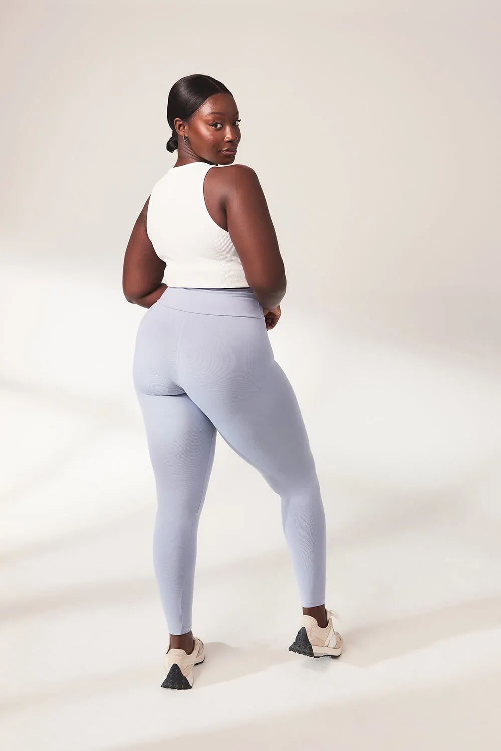 Curve Lightweight Everyday High Waisted Leggings - Powder Blue