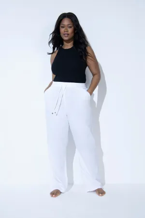 Curve Linen Trousers - White