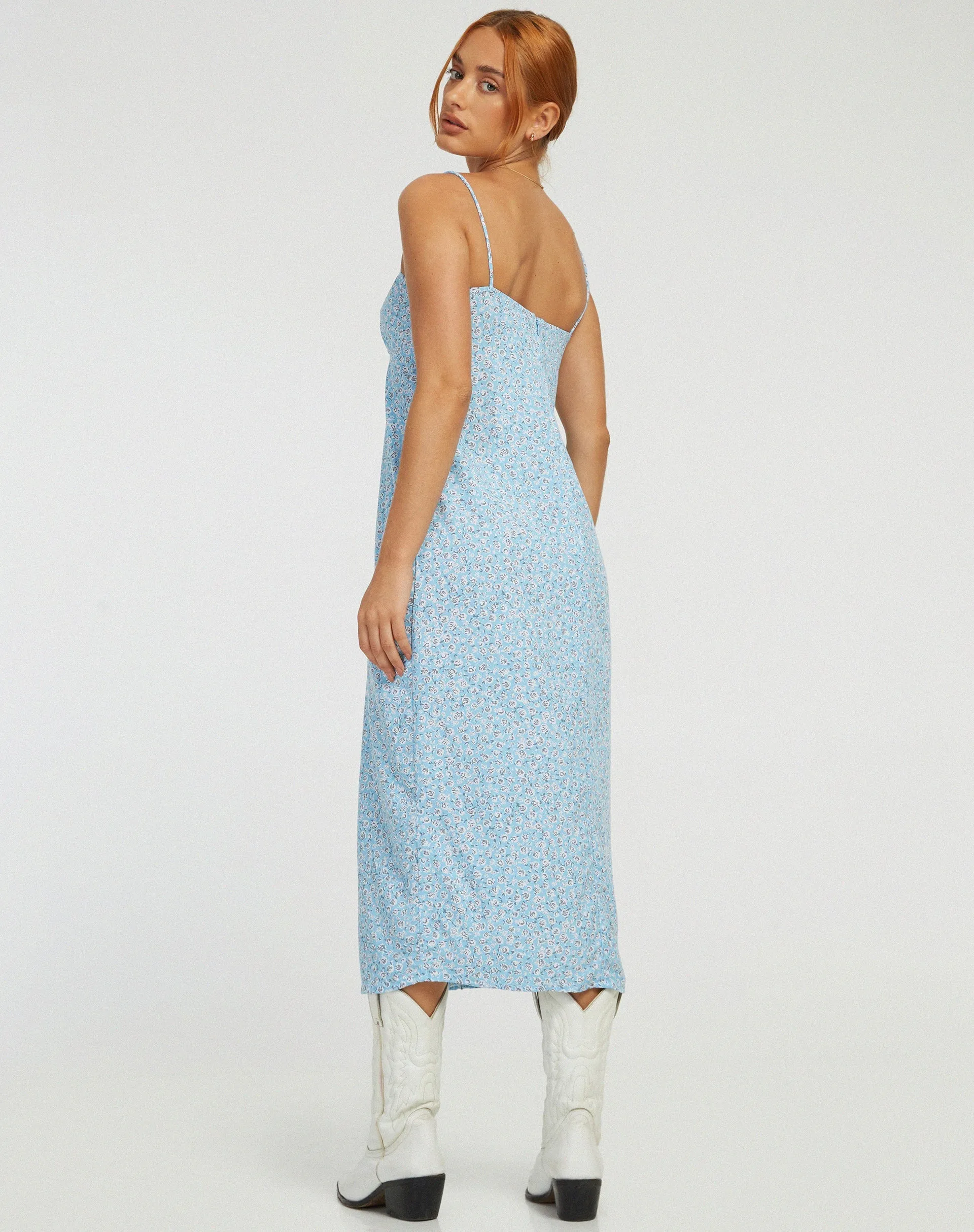 Cypress Midi Dress in Ditsy Rose Blue