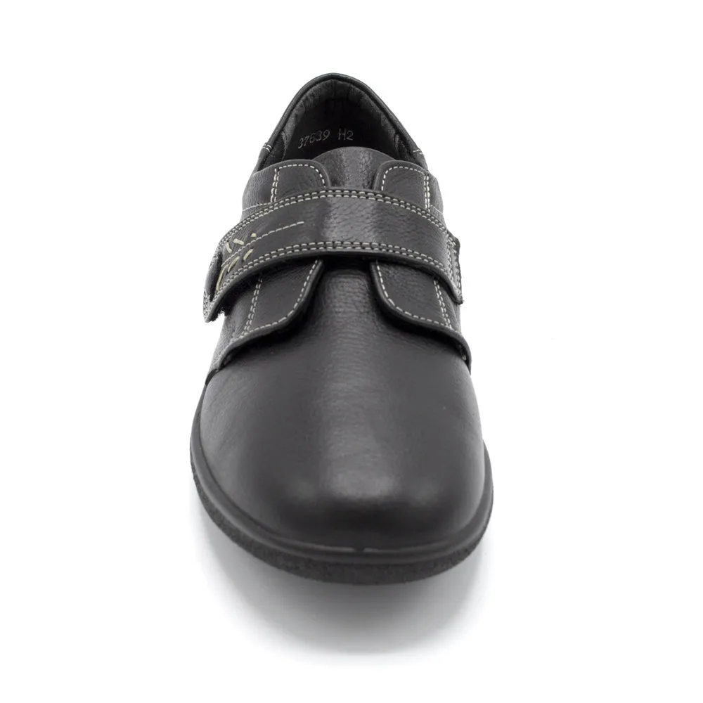 DB Healey/Rory - Ladies Wide Fit Velcro Close Shoe - 4E Fitting - Black