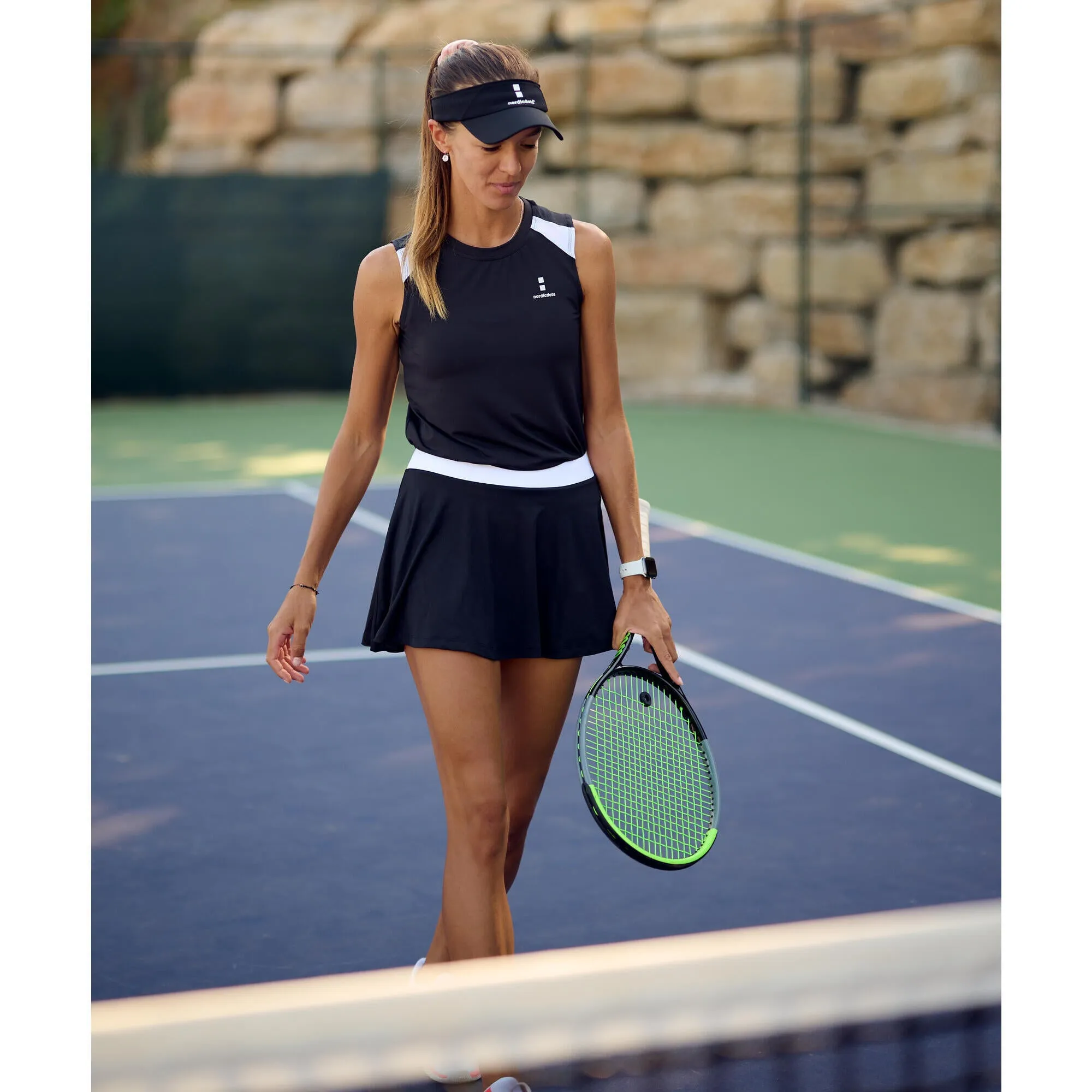 Elegant tennis/padel tennis skirt for women, black NORDICDOTS, black