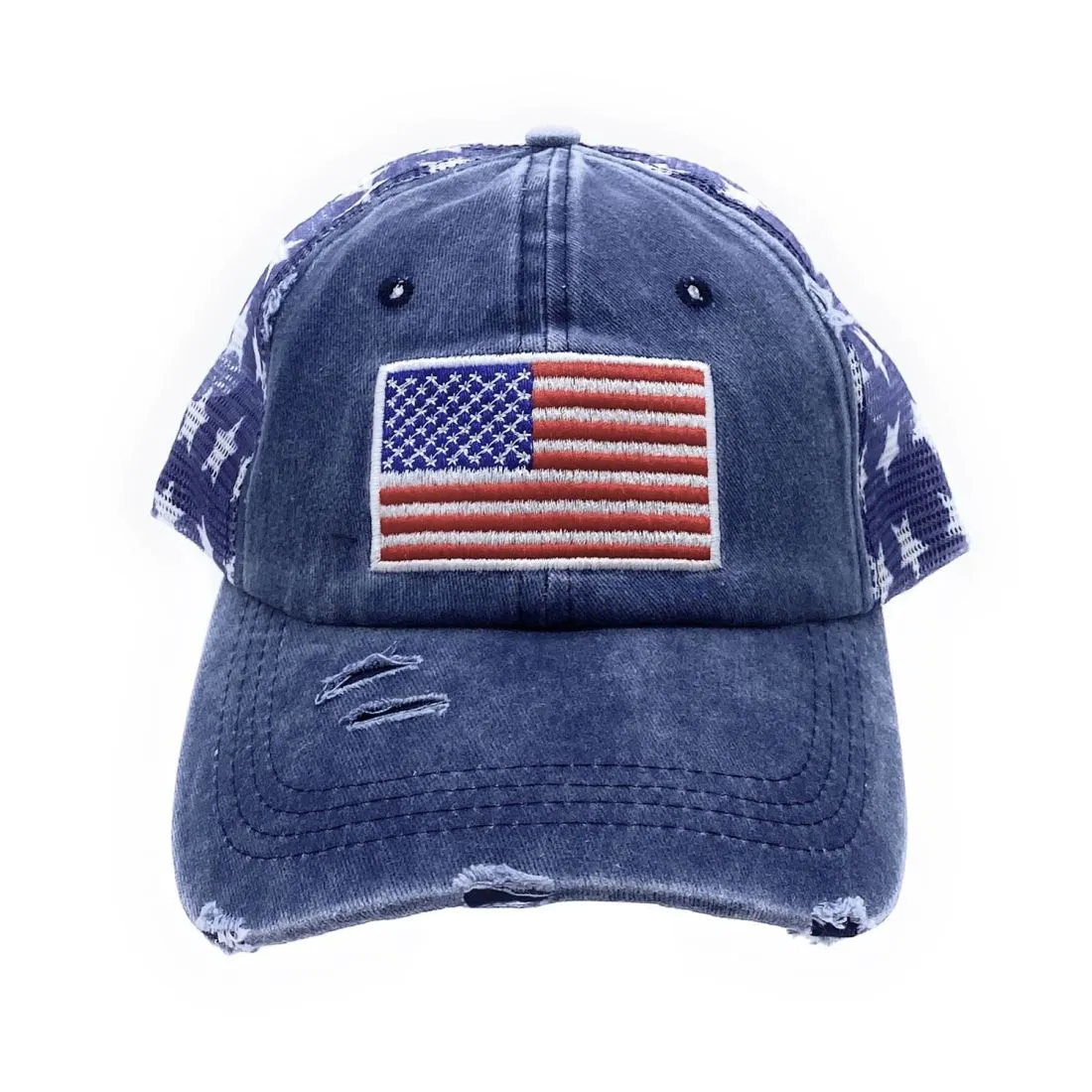 Empire Cove Distressed Washed USA Flag Stars Baseball Trucker Caps Patriotic Hat