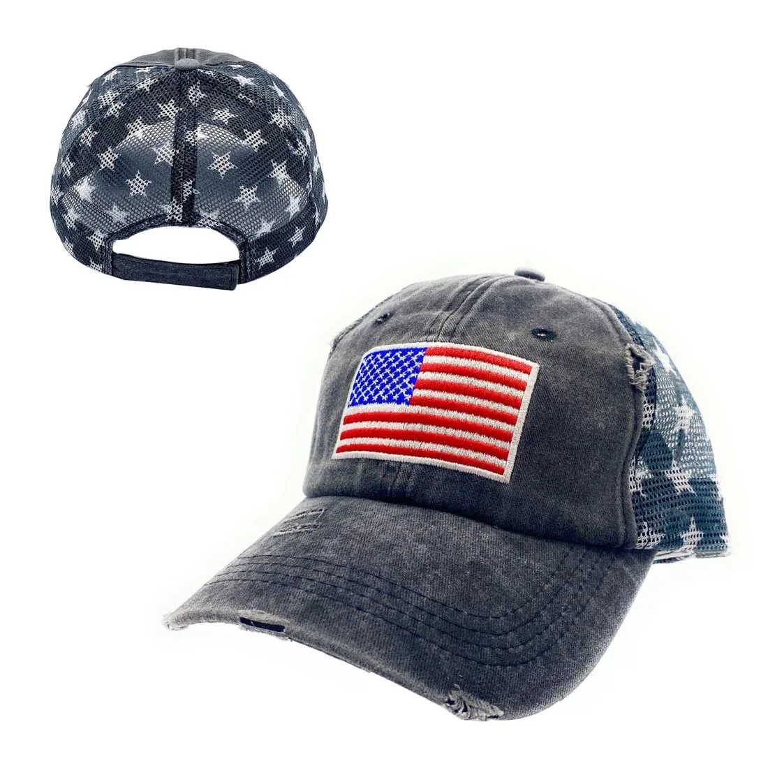 Empire Cove Distressed Washed USA Flag Stars Baseball Trucker Caps Patriotic Hat