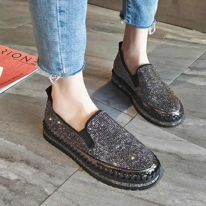 Fashion Rhinestone Plimsolls Lazy Moccasins shoes