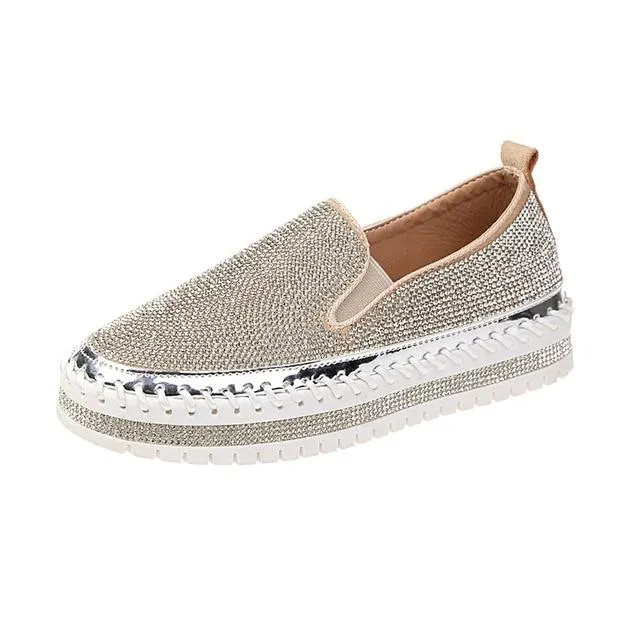 Fashion Rhinestone Plimsolls Lazy Moccasins shoes