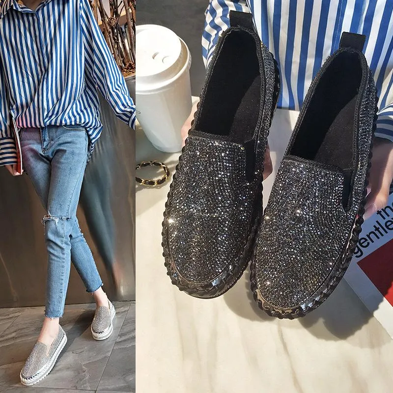 Fashion Rhinestone Plimsolls Lazy Moccasins shoes