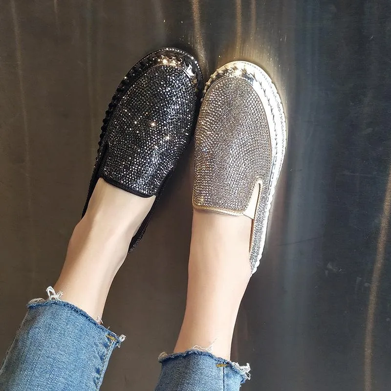 Fashion Rhinestone Plimsolls Lazy Moccasins shoes