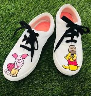 Funky N Trendy hand painted water resistant pooh theme casual shoes