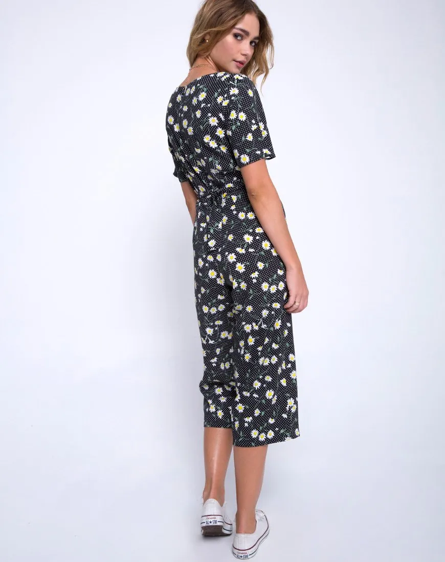 Giotto Jumpsuit in Polka Daisy Black