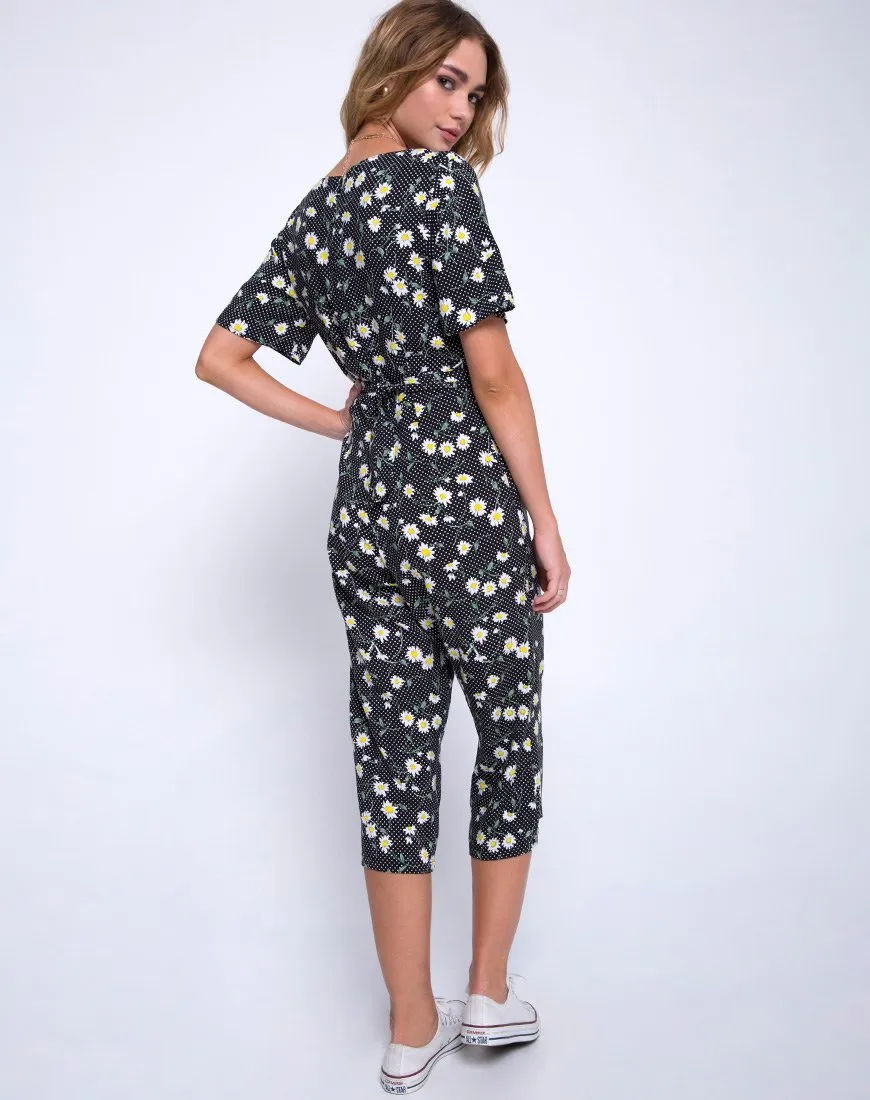 Giotto Jumpsuit in Polka Daisy Black