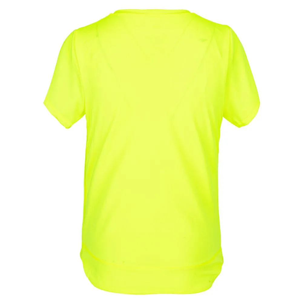 Girls' Dynamic High-Low Short Sleeve Tennis Top Neon Yellow